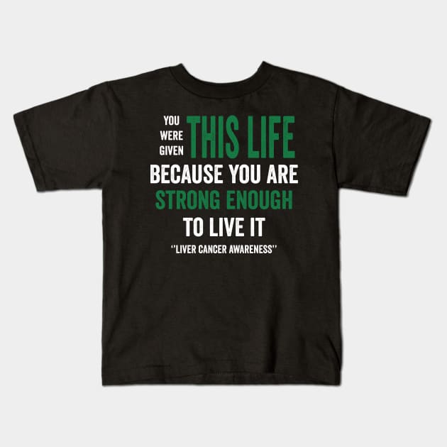 Liver cancer awareness - liver cancer warrior Kids T-Shirt by Merchpasha1